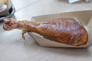 Jumbo turkey leg is the quintessential American answer to the theme park savory snack selection. Get one from the Fife and Drum Tavern in Epcot's World Showcase.